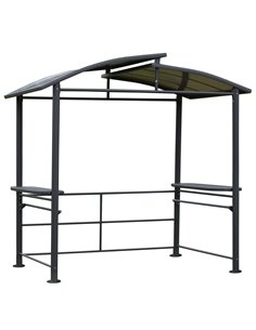 Outsunny 2.4x1.5m Grill Gazebo Outdoor BBQ with Side Shelves, Hanging Poles, Dark Grey