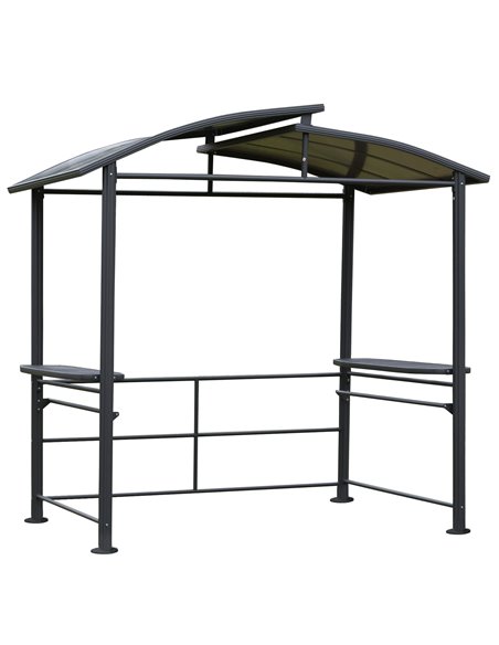 Outsunny 2.4x1.5m Grill Gazebo Outdoor BBQ with Side Shelves, Hanging Poles, Dark Grey - pic 18746 | FastDaddyshop