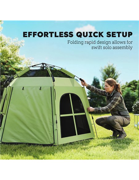Outsunny Pop Up Tent 3000mm Waterproof Instant Camping Tent 3-4 Person with 2 Doors 4 Windows Green - pic 187460 | FastDaddyshop