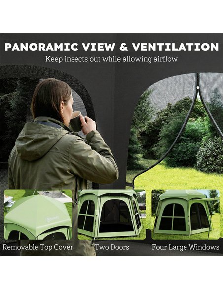 Outsunny Pop Up Tent 3000mm Waterproof Instant Camping Tent 3-4 Person with 2 Doors 4 Windows Green - pic 187461 | FastDaddyshop