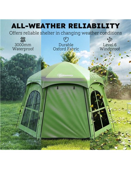 Outsunny Pop Up Tent 3000mm Waterproof Instant Camping Tent 3-4 Person with 2 Doors 4 Windows Green - pic 187463 | FastDaddyshop
