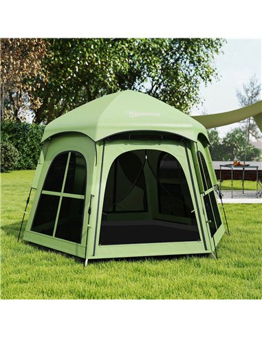 Outsunny Pop Up Tent 3000mm Waterproof Instant Camping Tent 3-4 Person with 2 Doors 4 Windows Green
