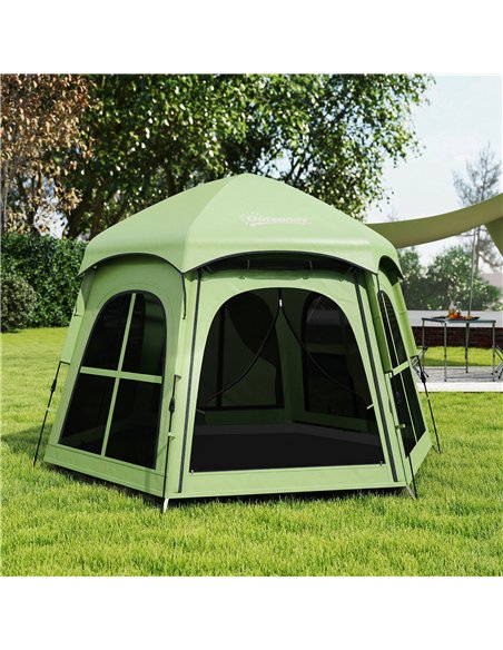 Outsunny Pop Up Tent 3000mm Waterproof Instant Camping Tent 3-4 Person with 2 Doors 4 Windows Green - pic 187464 | FastDaddyshop