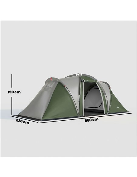 Outsunny Family Camping Tent 3000mm Waterproof Windproof Tunnel Tent 8-12 Person Two Bedrooms Green - pic 187467 | FastDaddyshop