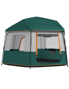 Outsunny Cabin Tent Easy Setup 3000mm Waterproof Camping Tent 4 Person with Carrying Bag Green