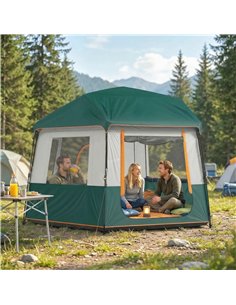 Outsunny Cabin Tent Easy Setup 3000mm Waterproof Camping Tent 4 Person with Carrying Bag Green 2