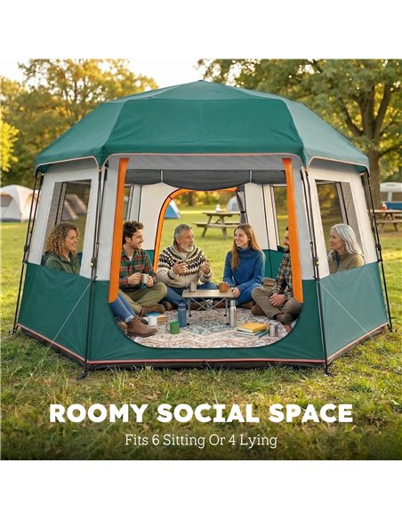 Outsunny Cabin Tent Easy Setup 3000mm Waterproof Camping Tent 4 Person with Carrying Bag Green - pic 187477 | FastDaddyshop