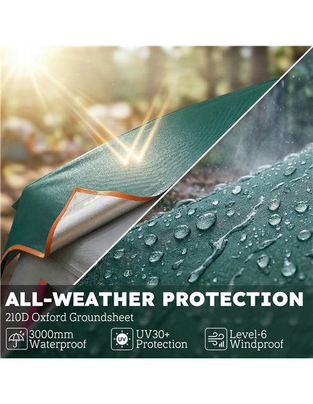 Outsunny Cabin Tent Easy Setup 3000mm Waterproof Camping Tent 4 Person with Carrying Bag Green - pic 187479 | FastDaddyshop
