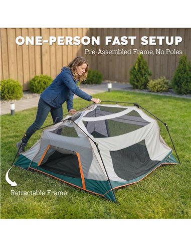 Outsunny Cabin Tent Easy Setup 3000mm Waterproof Camping Tent 4 Person with Carrying Bag Green