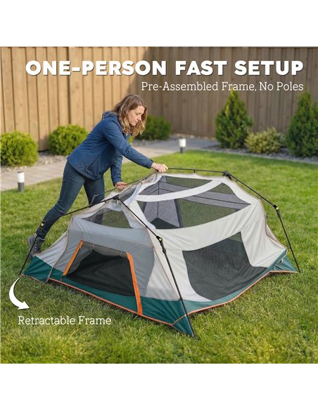 Outsunny Cabin Tent Easy Setup 3000mm Waterproof Camping Tent 4 Person with Carrying Bag Green - pic 187480 | FastDaddyshop