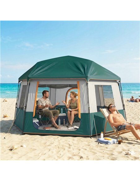Outsunny Cabin Tent Easy Setup 3000mm Waterproof Camping Tent 4 Person with Carrying Bag Green - pic 187482 | FastDaddyshop