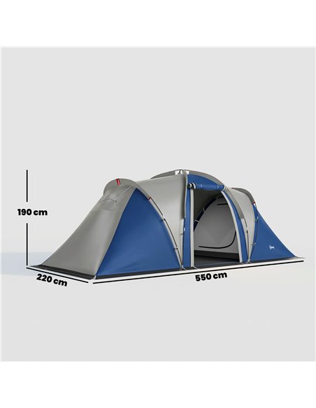 Outsunny Family Camping Tent 3000mm Waterproof Windproof Tunnel Tent 8-12 Person, Navy Blue & Light Grey - pic 187485 | FastDaddyshop