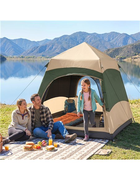 Outsunny Double Layer Instant Pop Up Tent with Rainfly, Portable Camping Shelter with Sewn-in Groundsheet and Carry Bag, Khaki - pic 187493 | FastDaddyshop