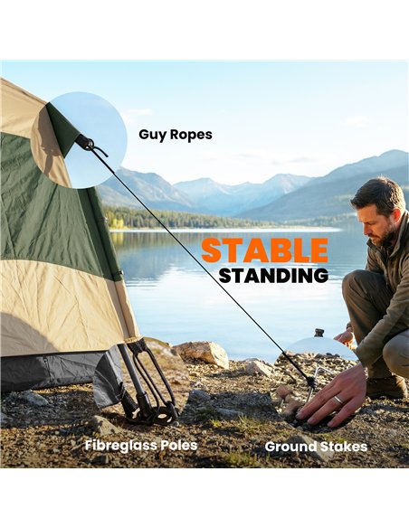 Outsunny Double Layer Instant Pop Up Tent with Rainfly, Portable Camping Shelter with Sewn-in Groundsheet and Carry Bag, Khaki - pic 187498 | FastDaddyshop