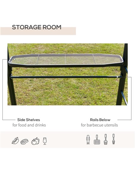 Outsunny 2.4x1.5m Grill Gazebo Outdoor BBQ with Side Shelves, Hanging Poles, Dark Grey - pic 18750 | FastDaddyshop