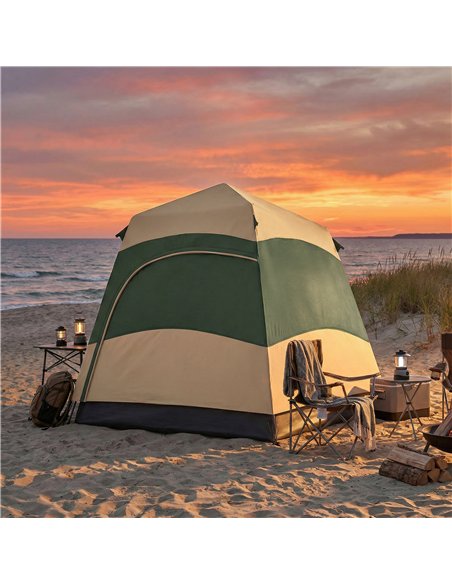 Outsunny Double Layer Instant Pop Up Tent with Rainfly, Portable Camping Shelter with Sewn-in Groundsheet and Carry Bag, Khaki - pic 187500 | FastDaddyshop