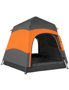 Outsunny Double Layer Instant Pop Up Tent with Rainfly, Portable Camping Shelter with Sewn-in Groundsheet and Carry Bag, Orange
