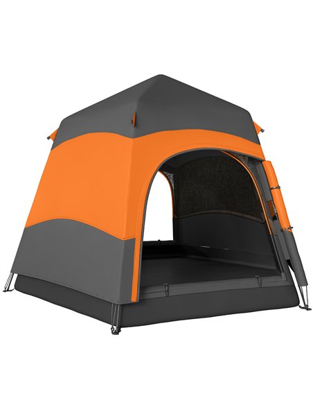 Outsunny Double Layer Instant Pop Up Tent with Rainfly, Portable Camping Shelter with Sewn-in Groundsheet and Carry Bag, Orange - pic 187501 | FastDaddyshop