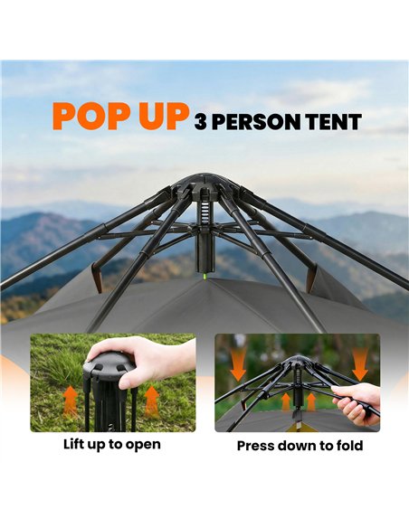 Outsunny Double Layer Instant Pop Up Tent with Rainfly, Portable Camping Shelter with Sewn-in Groundsheet and Carry Bag, Orange - pic 187504 | FastDaddyshop