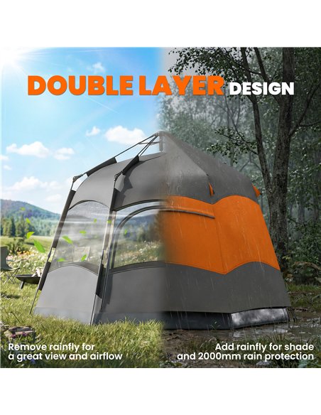 Outsunny Double Layer Instant Pop Up Tent with Rainfly, Portable Camping Shelter with Sewn-in Groundsheet and Carry Bag, Orange - pic 187505 | FastDaddyshop