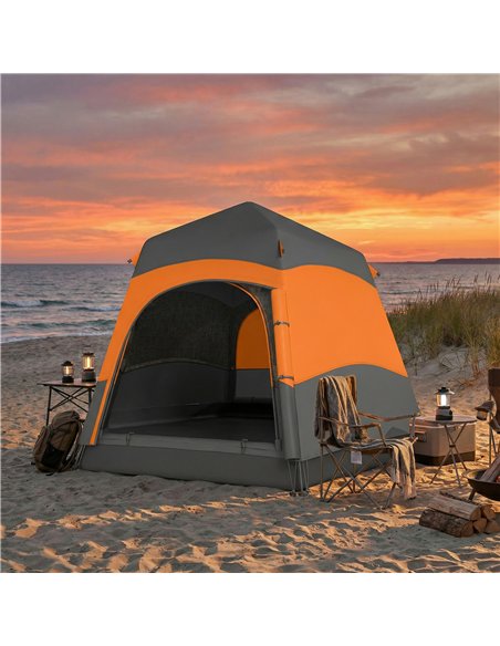 Outsunny Double Layer Instant Pop Up Tent with Rainfly, Portable Camping Shelter with Sewn-in Groundsheet and Carry Bag, Orange - pic 187509 | FastDaddyshop