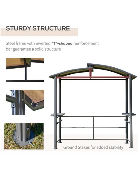 Outsunny 2.4x1.5m Grill Gazebo Outdoor BBQ with Side Shelves, Hanging Poles, Dark Grey - pic 18751 | FastDaddyshop