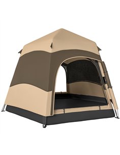 Outsunny Double Layer Instant Pop Up Tent with Rainfly, Portable Camping Shelter with Sewn-in Groundsheet and Carry Bag, Brown
