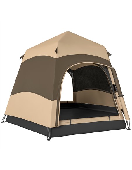 Outsunny Double Layer Instant Pop Up Tent with Rainfly, Portable Camping Shelter with Sewn-in Groundsheet and Carry Bag, Brown - pic 187510 | FastDaddyshop