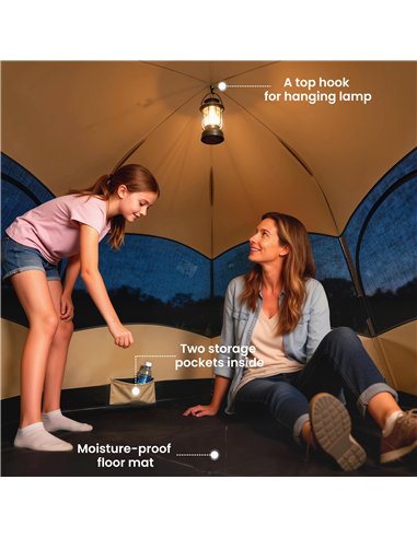 Outsunny Double Layer Instant Pop Up Tent with Rainfly, Portable Camping Shelter with Sewn-in Groundsheet and Carry Bag, Brown
