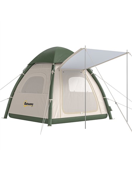 Outsunny Inflatable Camping Tent with Rainfly, 3 Man Air Tent 3000mm Waterproof Blow Up Tents, Beige - pic 187519 | FastDaddyshop