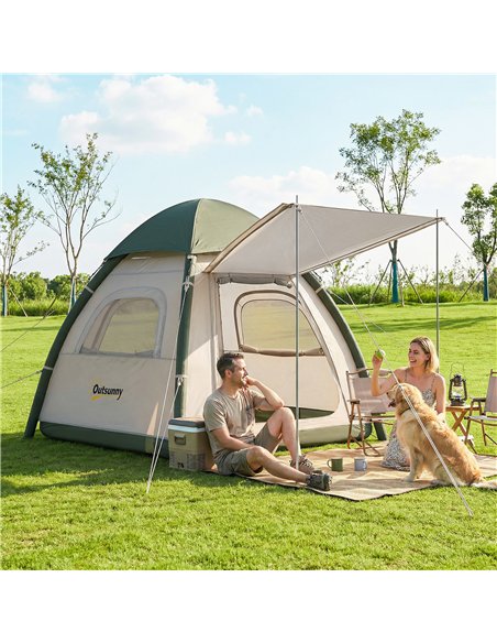 Outsunny Inflatable Camping Tent with Rainfly, 3 Man Air Tent 3000mm Waterproof Blow Up Tents, Beige - pic 187520 | FastDaddyshop