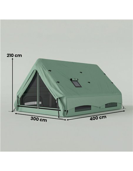 Outsunny Inflatable Camping Tent, 4 Season Hot Tent 10000mm Waterproof with Chimney Opening, Sky Light and Air Pump, Green - pic 187530 | FastDaddyshop