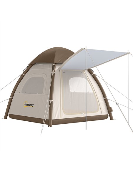 Outsunny Inflatable Camping Tent with Rainfly, 3 Man Air Tent 3000mm Waterproof Blow Up Tents, Cream - pic 187537 | FastDaddyshop