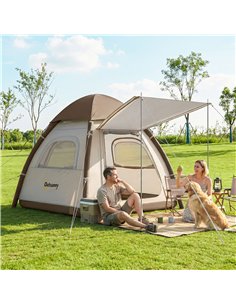 Outsunny Inflatable Camping Tent with Rainfly, 3 Man Air Tent 3000mm Waterproof Blow Up Tents, Cream 2