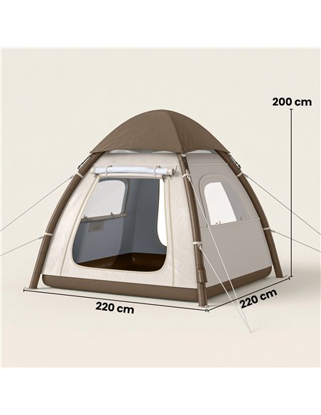 Outsunny Inflatable Camping Tent with Rainfly, 3 Man Air Tent 3000mm Waterproof Blow Up Tents, Cream - pic 187539 | FastDaddyshop