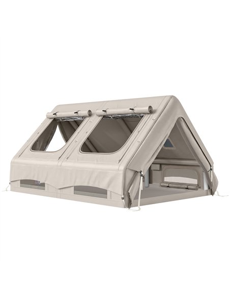 Outsunny Inflatable Camping Tent, 4 Season Hot Tent 10000mm Waterproof with Chimney Opening, Sky Light and Air Pump, Khaki - pic 187546 | FastDaddyshop