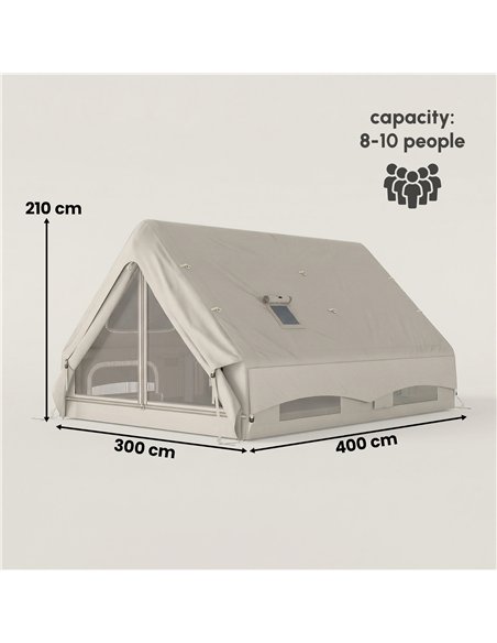 Outsunny Inflatable Camping Tent, 4 Season Hot Tent 10000mm Waterproof with Chimney Opening, Sky Light and Air Pump, Khaki - pic 187548 | FastDaddyshop
