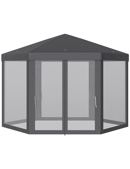 Outsunny 4x4m Netting Gazebo, Hexagon Tent Shade Resistant, Grey - pic 18755 | FastDaddyshop