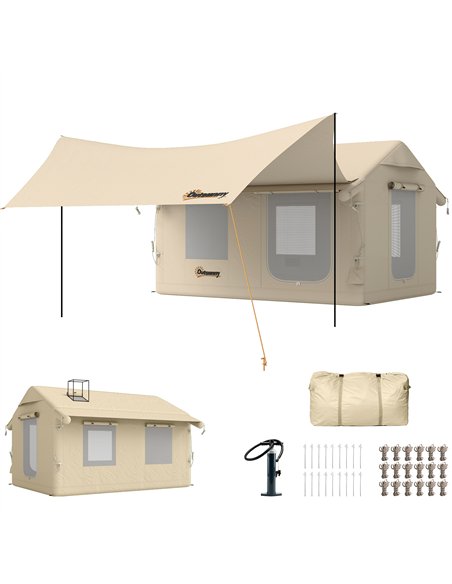 Outsunny Inflatable Tents Waterproof Glamping Tent with Stove Jack for 6-8 Person - pic 187555 | FastDaddyshop