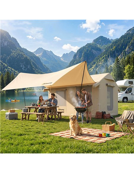 Outsunny Inflatable Tents Waterproof Glamping Tent with Stove Jack for 6-8 Person - pic 187556 | FastDaddyshop