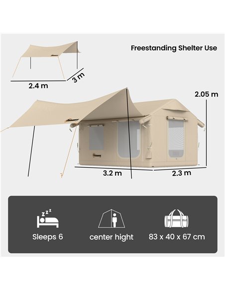 Outsunny Inflatable Tents Waterproof Glamping Tent with Stove Jack for 6-8 Person - pic 187557 | FastDaddyshop