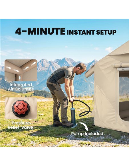 Outsunny Inflatable Tents Waterproof Glamping Tent with Stove Jack for 6-8 Person - pic 187558 | FastDaddyshop