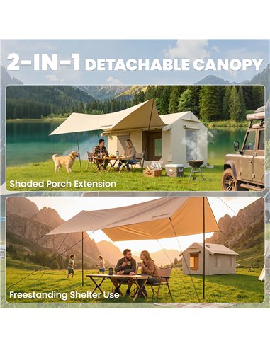 Outsunny Inflatable Tents Waterproof Glamping Tent with Stove Jack for 6-8 Person