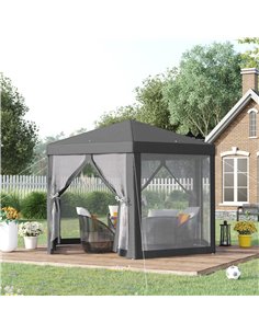 Outsunny 4x4m Netting Gazebo, Hexagon Tent Shade Resistant, Grey 2