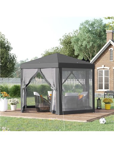 Outsunny 4x4m Netting Gazebo, Hexagon Tent Shade Resistant, Grey