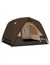 Outsunny 3-4 Person Camping Tent, Easy Set Up 3-4 Man Tent w/ Sewn-in Groundsheet, Waterproof Dome Tent w/ Mesh Windows, Brown