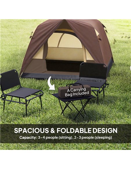 Outsunny 3-4 Person Camping Tent, Easy Set Up 3-4 Man Tent w/ Sewn-in Groundsheet, Waterproof Dome Tent w/ Mesh Windows, Brown - pic 187567 | FastDaddyshop