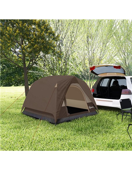 Outsunny 3-4 Person Camping Tent, Easy Set Up 3-4 Man Tent w/ Sewn-in Groundsheet, Waterproof Dome Tent w/ Mesh Windows, Brown - pic 187571 | FastDaddyshop