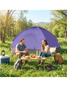 Outsunny 2 Person Camping Tent, Dome Tent with Zipped Doors, Storage Pocket, Portable Handy Bag, Light Purple 2