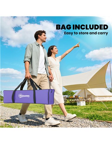 Outsunny 2 Person Camping Tent, Dome Tent with Zipped Doors, Storage Pocket, Portable Handy Bag, Light Purple